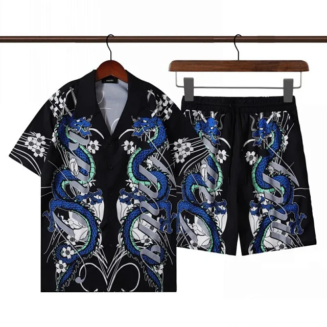 AMIRI Matching Sets Short-Sleeve Printed Shirt and Drawstring Shorts Set product detail image 11