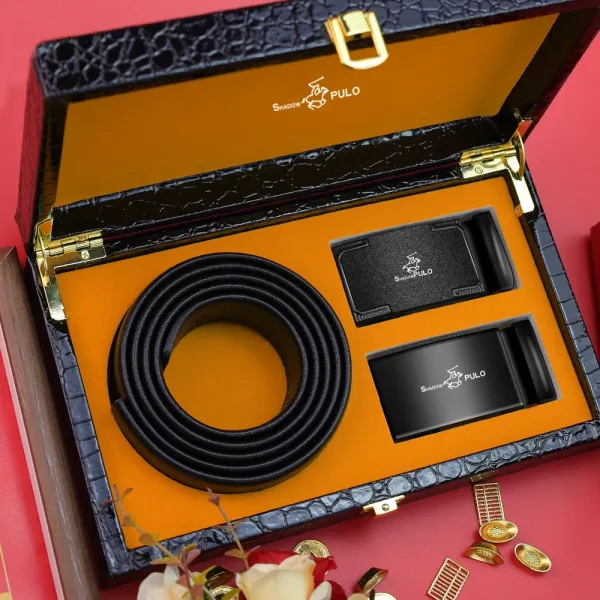 Shadow Pulo Leather Belt Set Black - 1