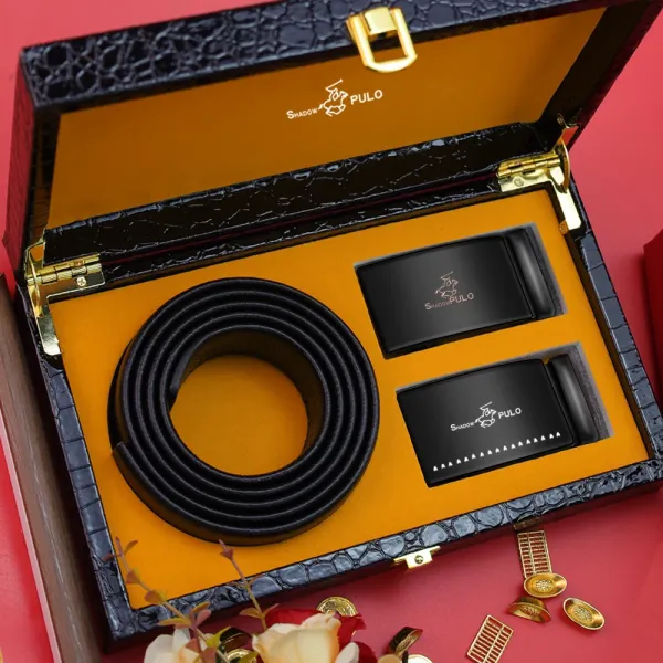 Shadow Pulo Leather Belt Set Black - 1