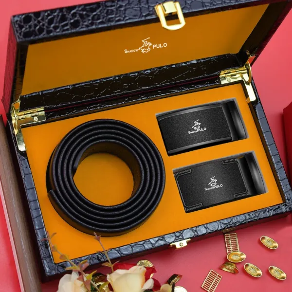 Shadow Pulo Leather Belt Set Black - 1