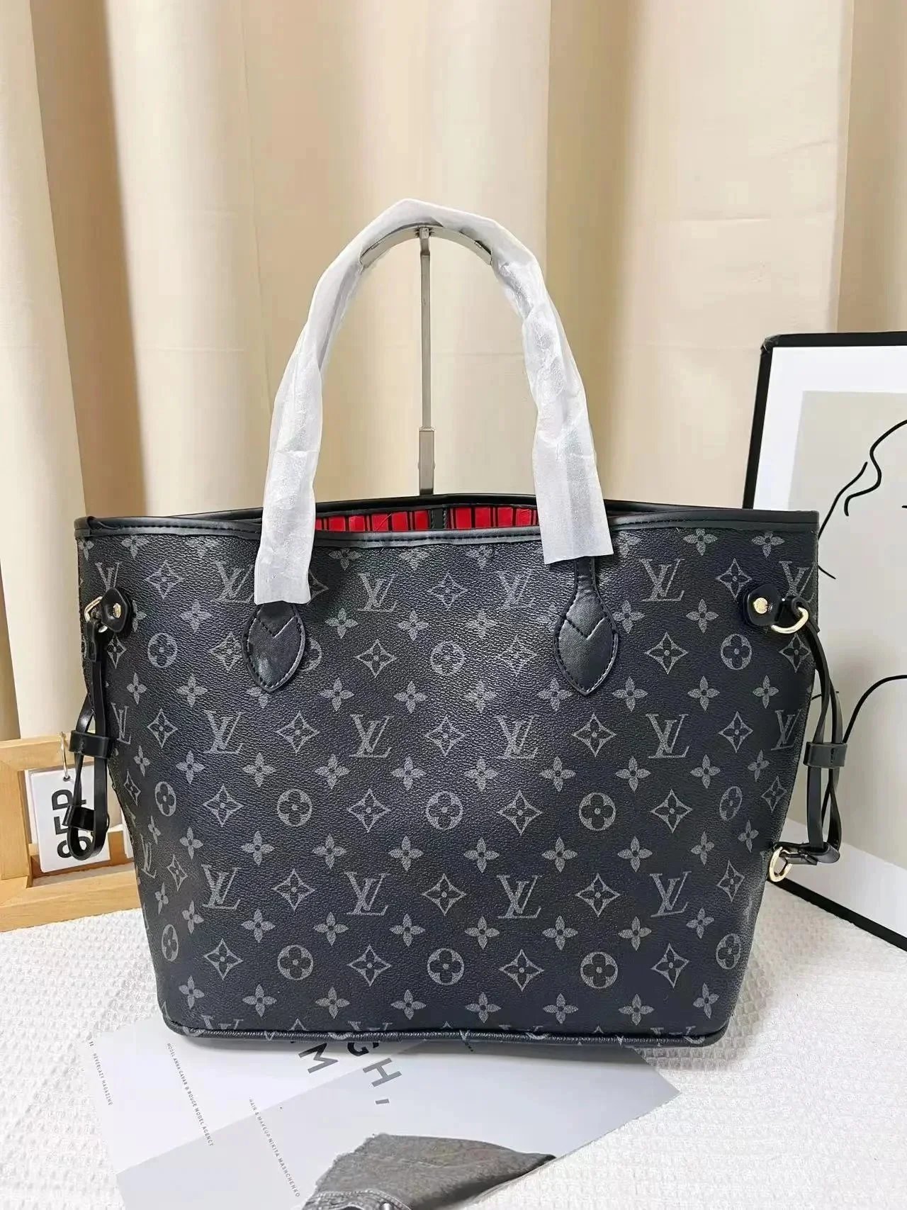 Louis Vuitton Neverfull MM Monogram Eclipse Black Tote Bag - 1