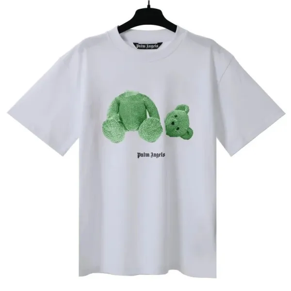 Palm Angels Green Teddy Bear Embroidered T-Shirt - 1