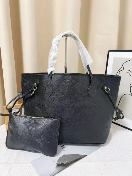 Louis Vuitton Neverfull MM Monogram Empreinte Black Tote Bag with Pochette - 1