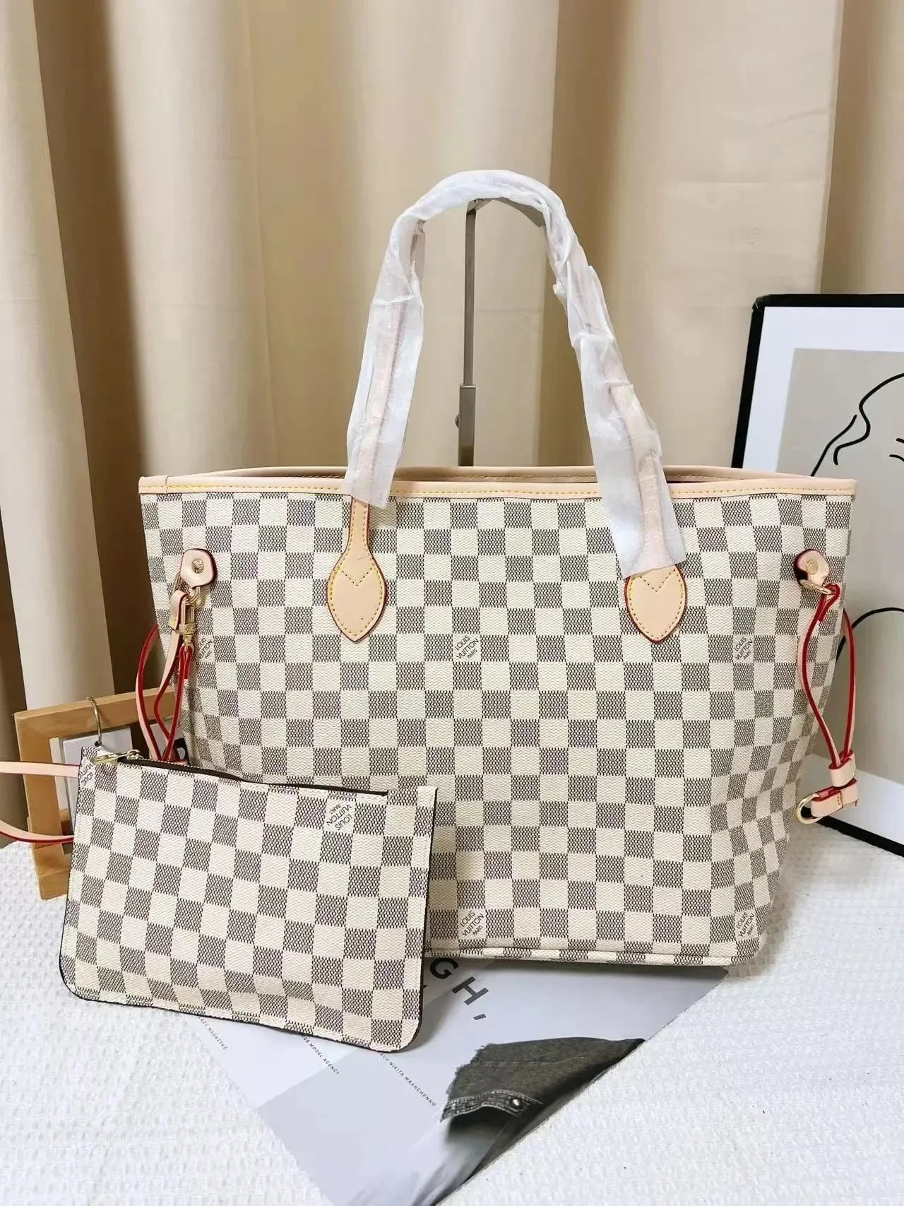 Louis Vuitton Neverfull MM Damier Azur Tote Bag with Pochette - 1