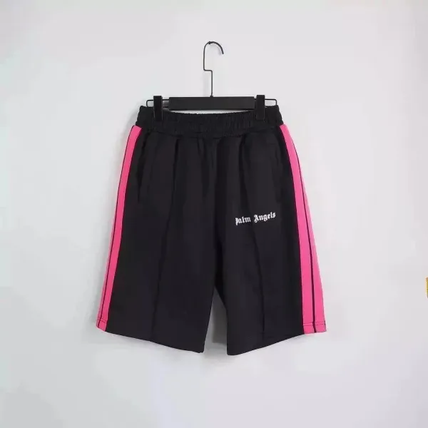 Palm Angels Track Shorts Black with Neon Pink Stripes - 1