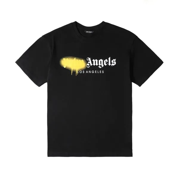 Palm Angels Spray Paint Angels Black T-Shirt - 1