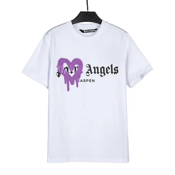 Palm Angels Heart Drip Logo White T-Shirt - 1