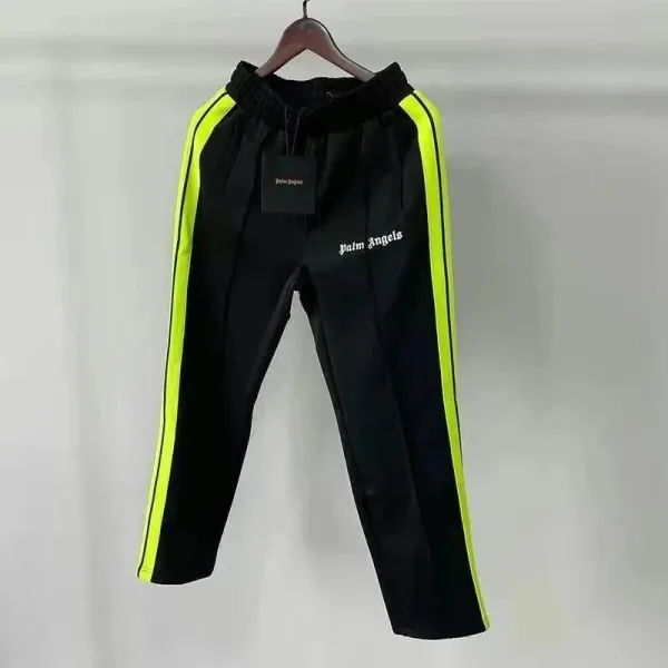 Palm Angels Track Pants Black with Neon Yellow Stripes Sweatpants - 1