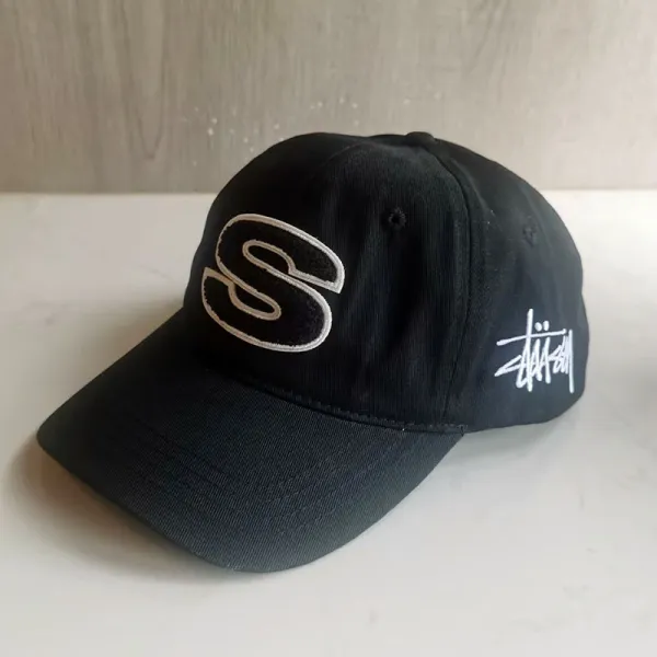 Stüssy S Logo Fleece Patch Baseball Cap Black - 11