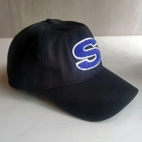 Stüssy S Logo Fleece Patch Baseball Cap Black - 9