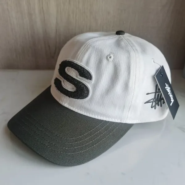 Stüssy S Logo Two-Tone Baseball Cap White/Gray - 1