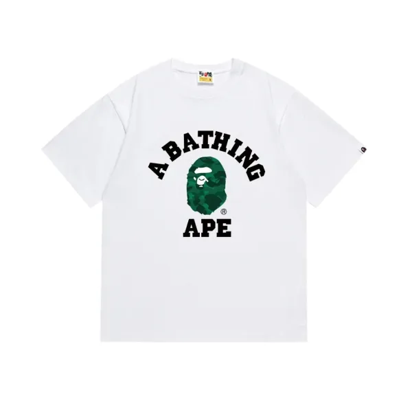A Bathing Ape Arch Logo Camo Ape Head White T-Shirt - 1