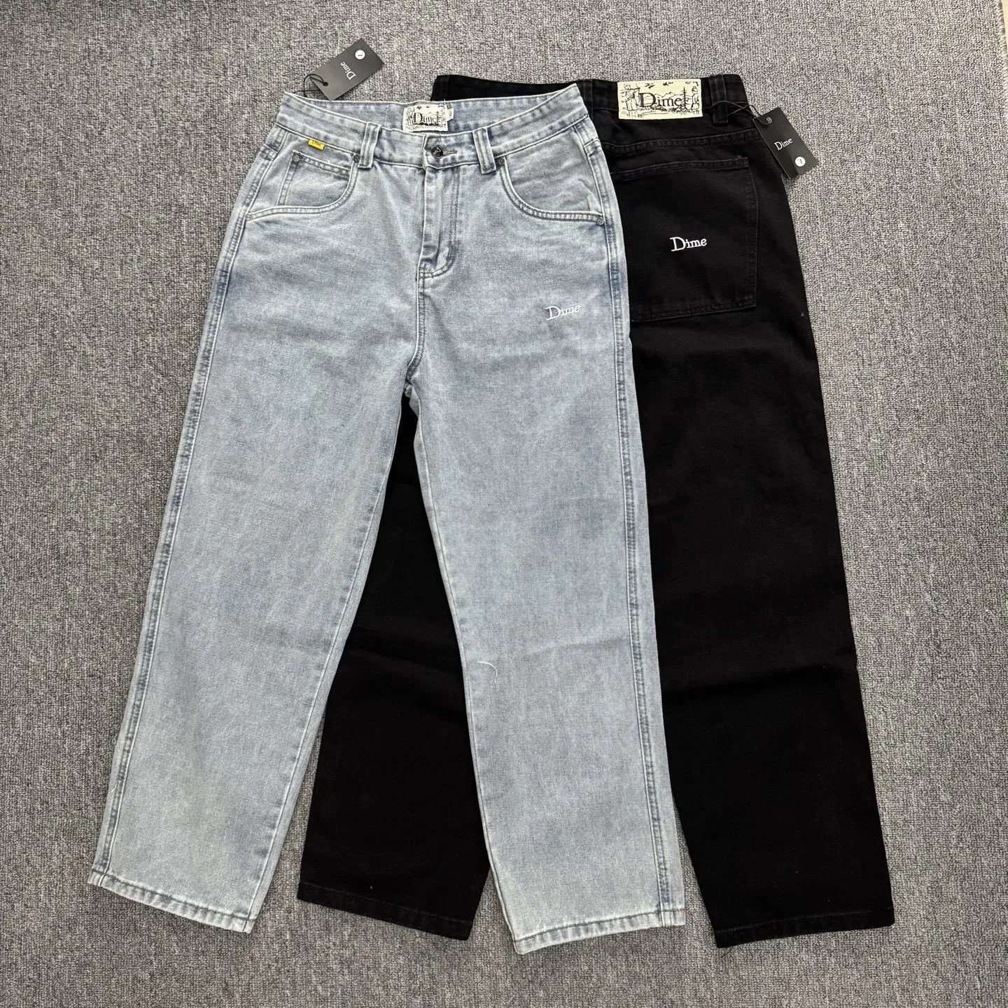 Skateboard straight tube trendy brand pure cotton loose embroidered denim shorts