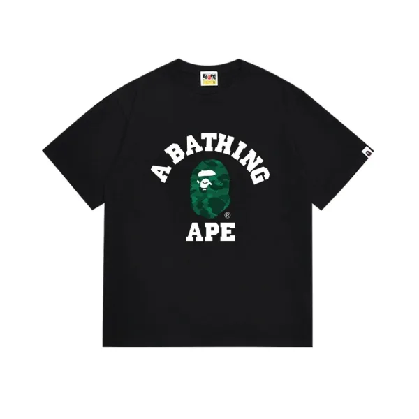 A Bathing Ape Arch Logo Camo Ape Head Black T-Shirt - 1
