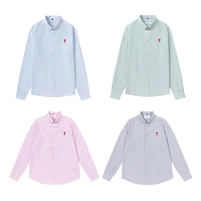 Ami Paris Short Sleeve And Long Sleeve Shirt Assorted Colors Casual Button Up