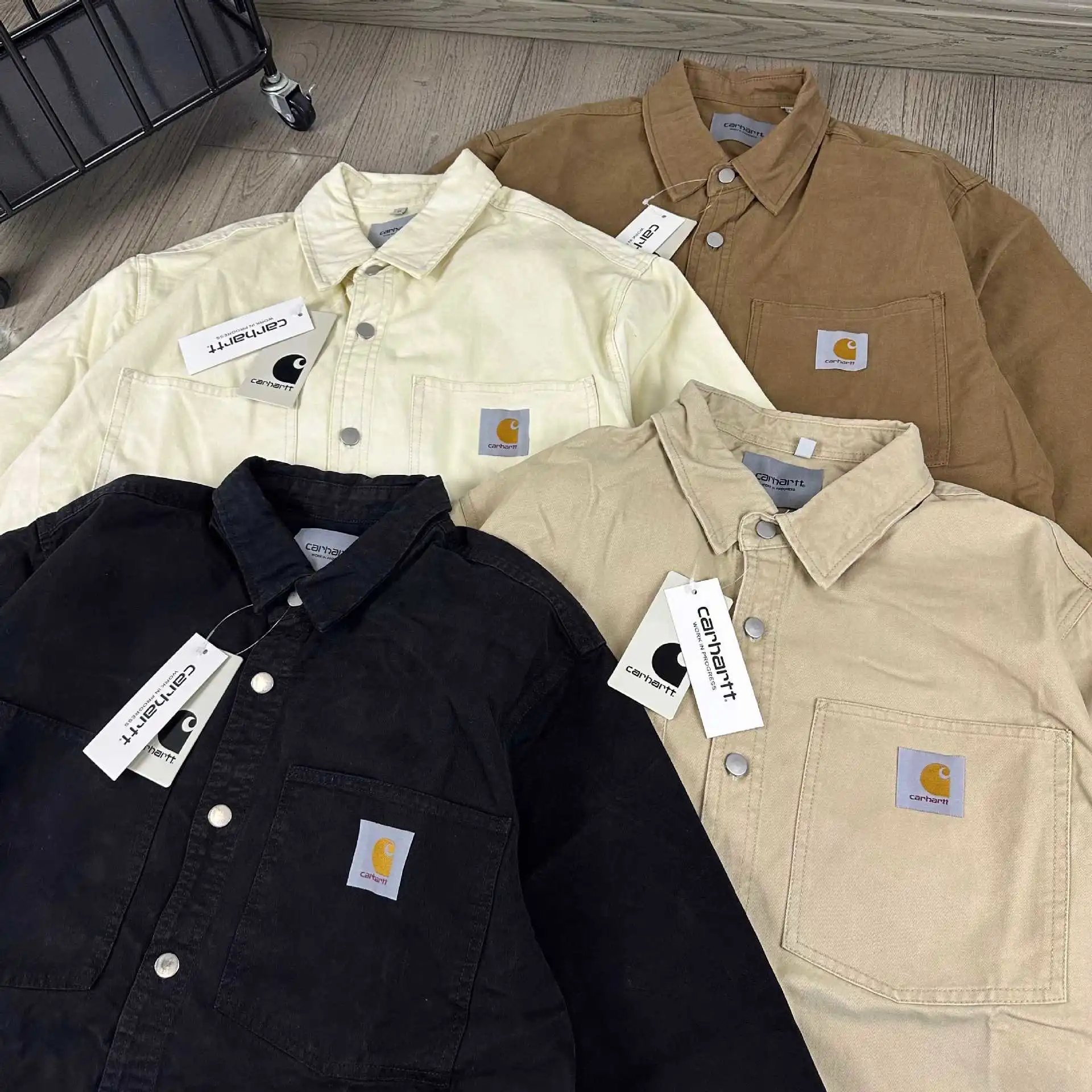 Carhartt WIP Shirt Black Beige Tan Workwear Button-Up