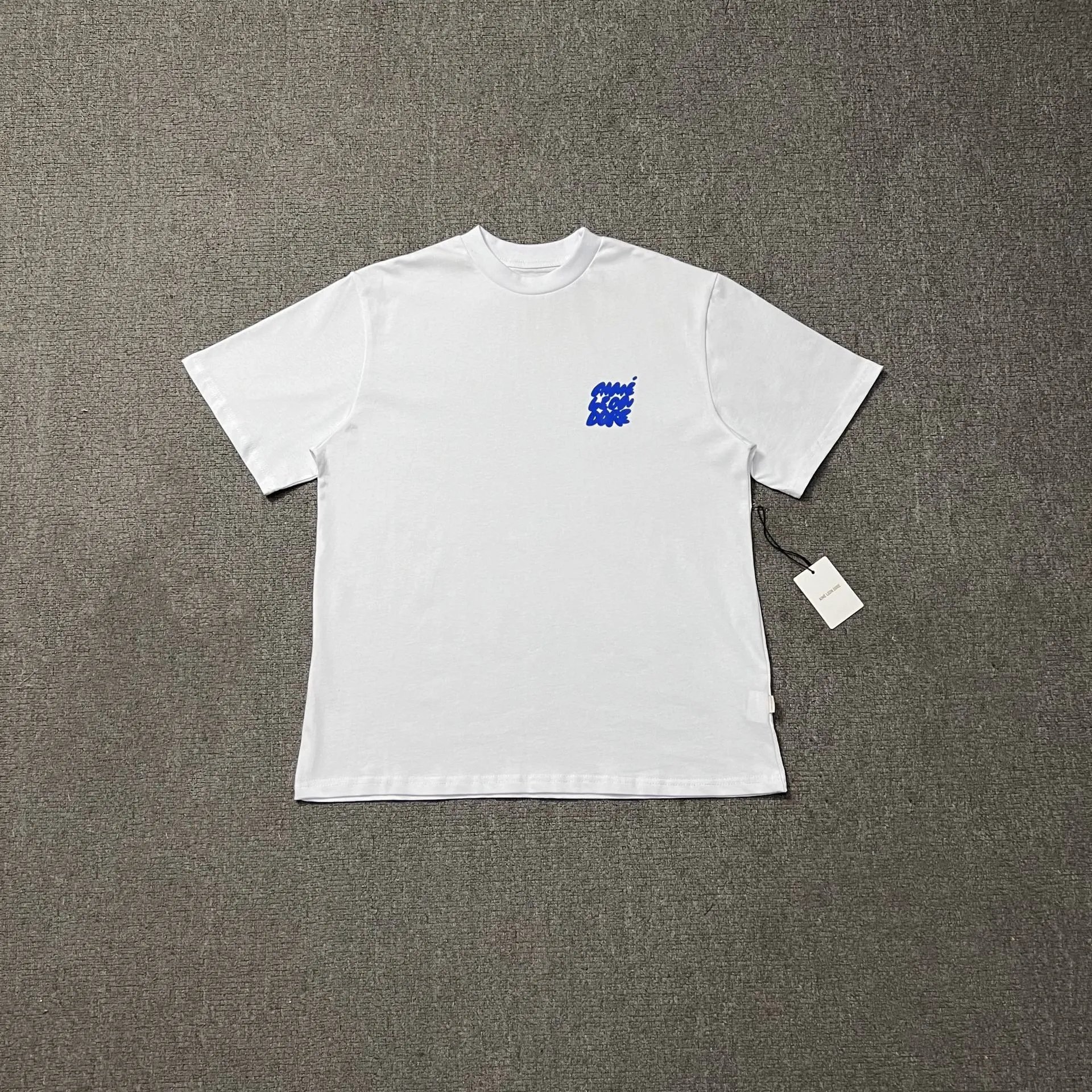 Aimé Leon Dore T-Shirt Gray White Navy Beige Checkerboard Graphic Casual