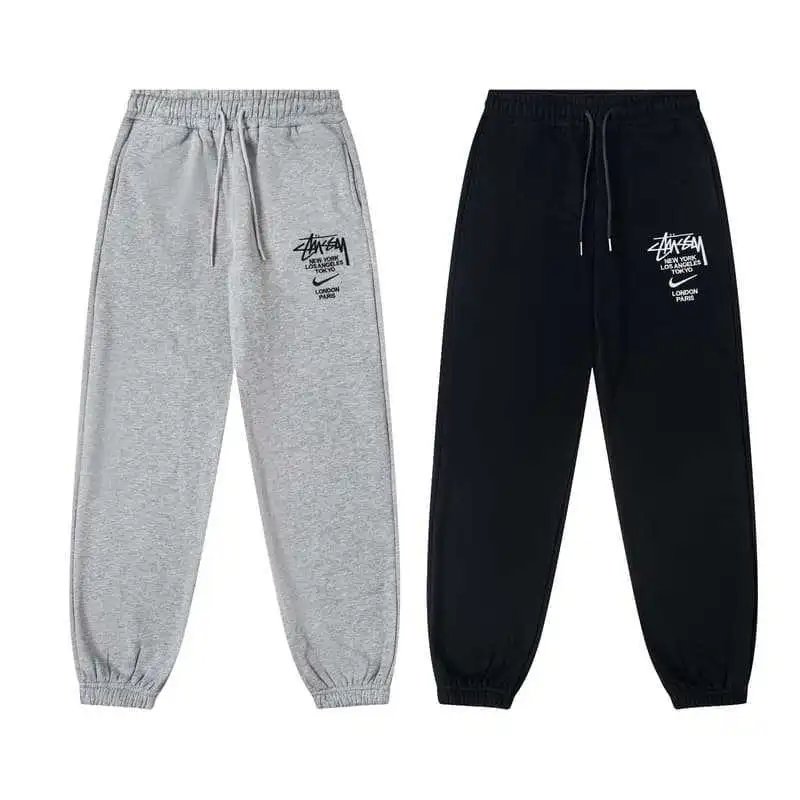 Stussy Nike Collaboration Gray Black Hooded Sweatshirt And Jogger Set