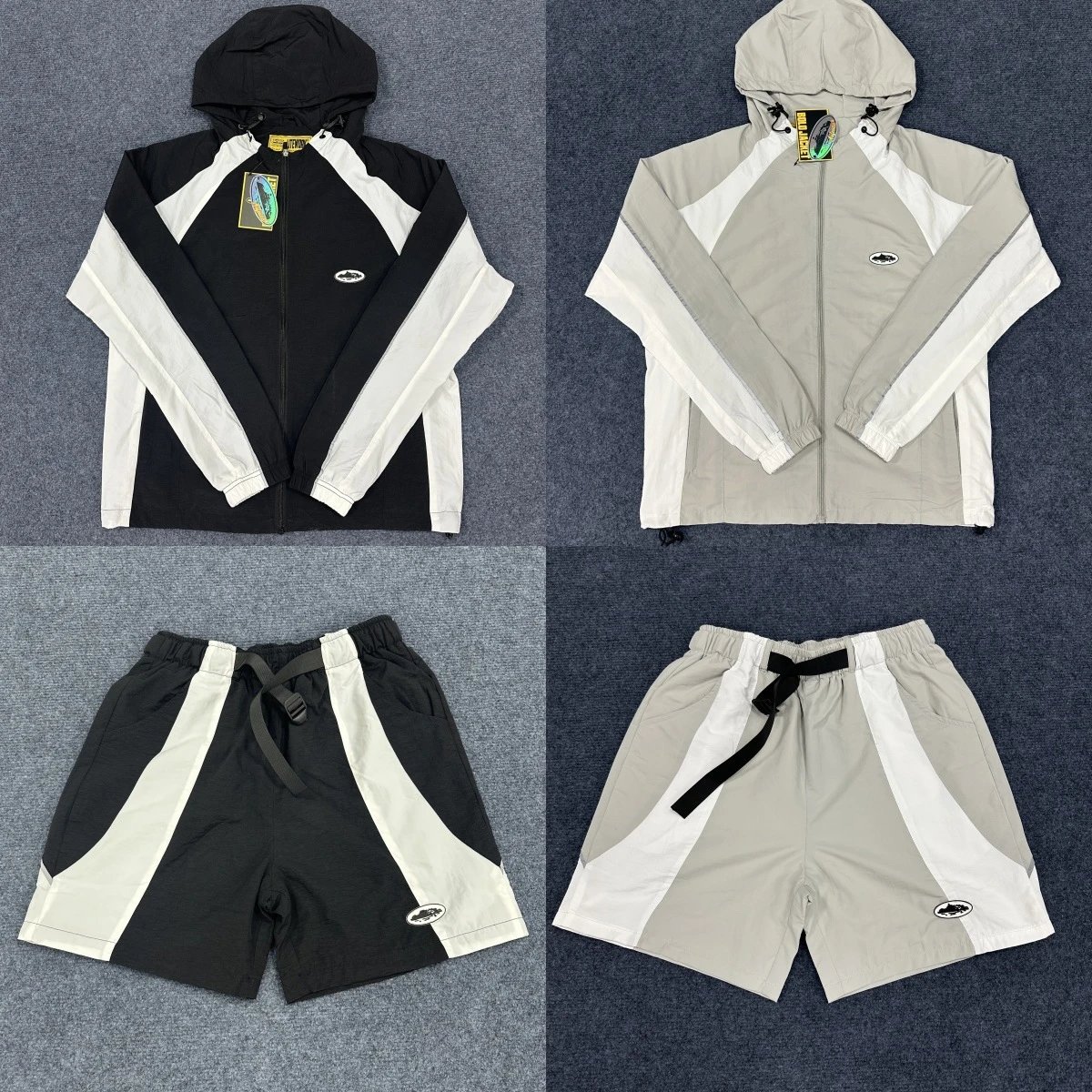 Color-block embroidered windbreaker set