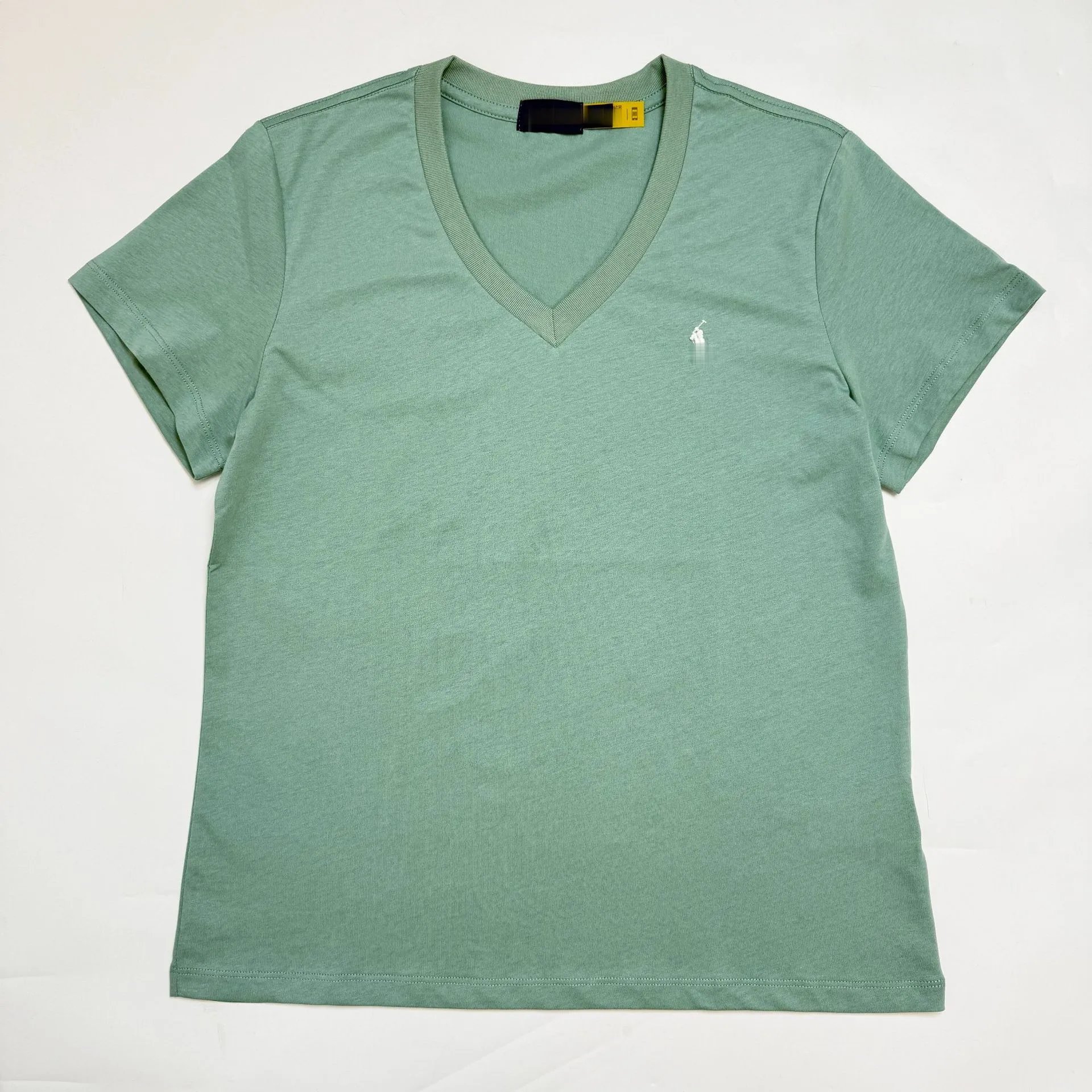 Classic Logo Chest Cotton T-Shirt Women V-Neck Short Sleeve photo 5