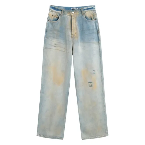 Acne Studios Distressed Washed Blue Wide-Leg Jeans - 1