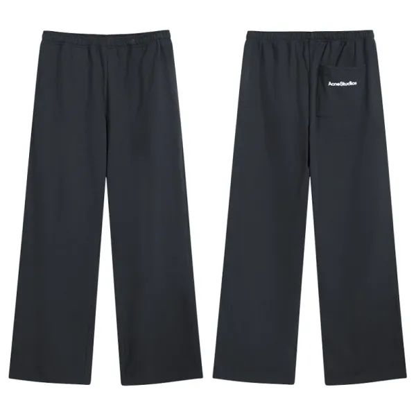 Acne Studios Logo Patch Wide-Leg Sweatpants Black - 1