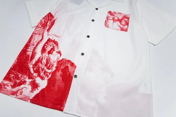 Saint Laurent x Hervé Pierre Graphic Print Short-Sleeve Shirt Black - 24