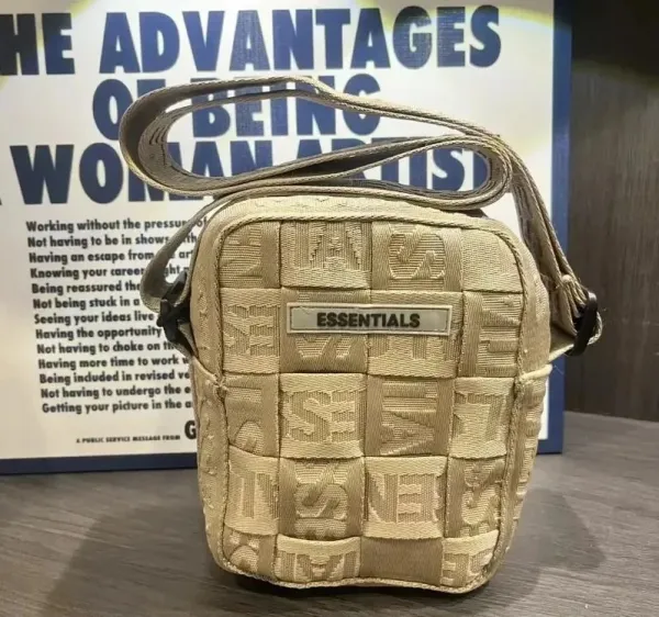 Essentials Woven Crossbody Bag Beige - 1