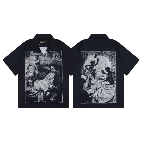 Saint Laurent x Hervé Pierre Graphic Print Short-Sleeve Shirt Black - 16