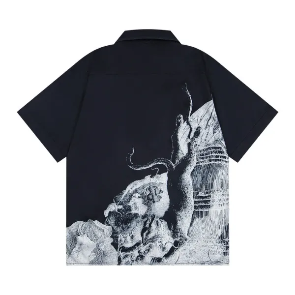Saint Laurent x Hervé Pierre Graphic Print Short-Sleeve Shirt Black - 14