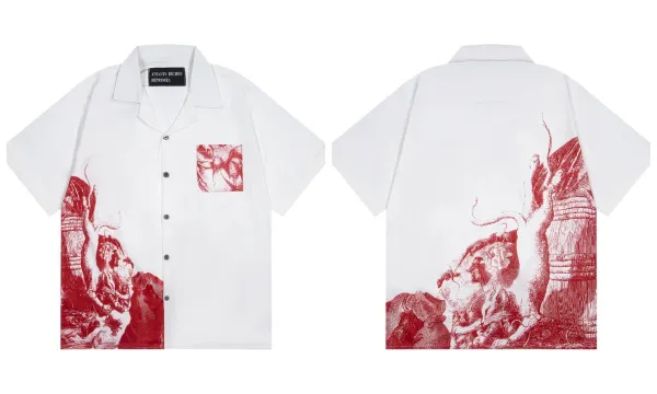 Enfants Riches Déprimés Red Print Short-Sleeve Shirt - 1