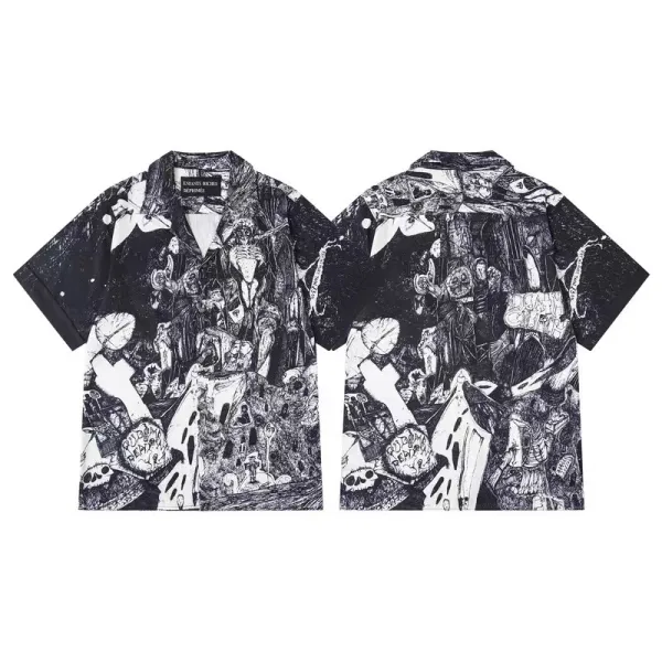 Saint Laurent x Hervé Pierre Graphic Print Short-Sleeve Shirt Black - 1