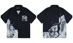 thumbnail for Cartoon graphic print short sleeve shirt for men and women high street casual shirts