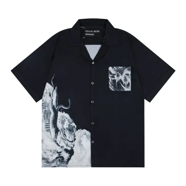 Saint Laurent x Hervé Pierre Graphic Print Short-Sleeve Shirt Black - 13
