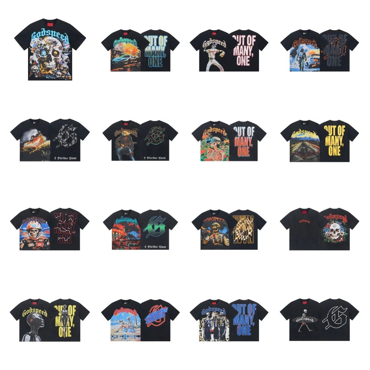Skull Rock Band Graphic Oversized Washed T-Shirt for Men and Women