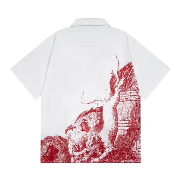 Saint Laurent x Hervé Pierre Graphic Print Short-Sleeve Shirt Black - 12