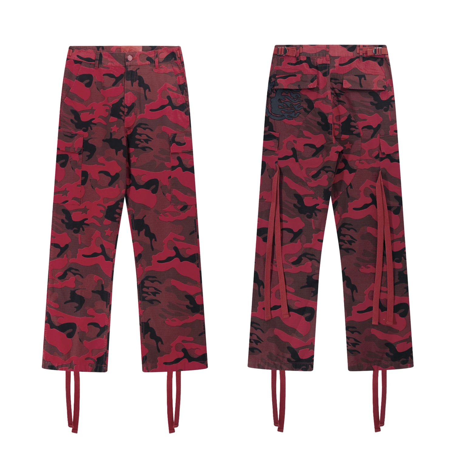 Camo Cargo Pants Red Black Multicolor