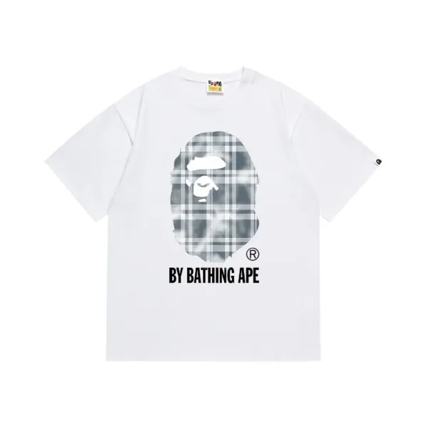 A Bathing Ape Plaid猿人头印花 Black T-Shirt - 8