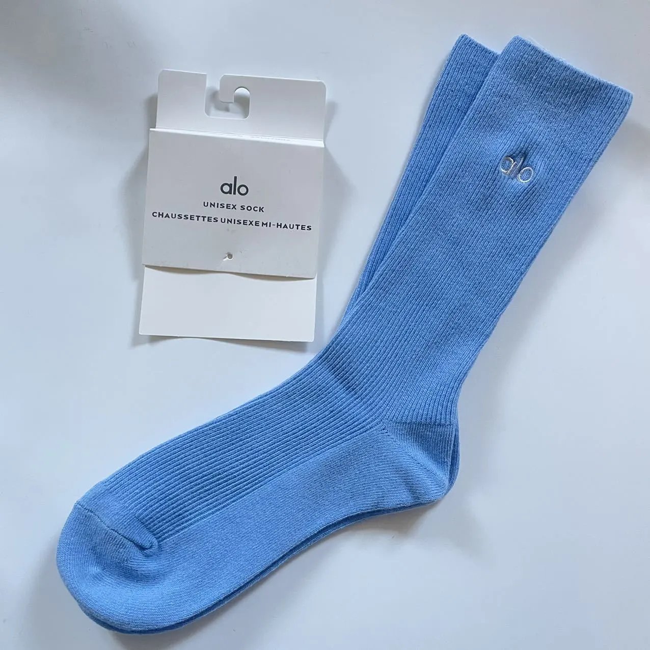 Double Needle Embroidered Letter High Crew Socks photo 5