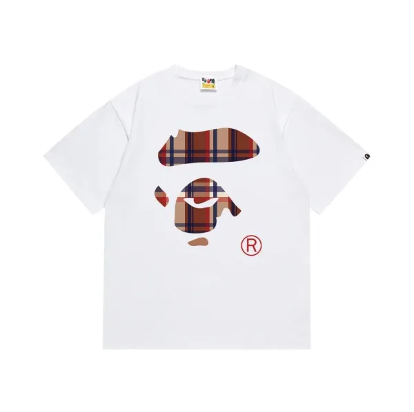 A Bathing Ape Plaid猿人头印花 Black T-Shirt - 9