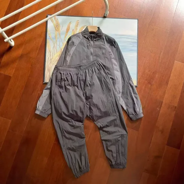 Design Windbreaker and Jogger Set Olive Green with Lime Accents Tracksuit - 12