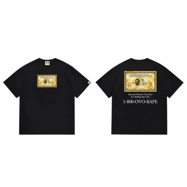 A Bathing Ape October's Very Own Gold Card T-Shirt Black - 1