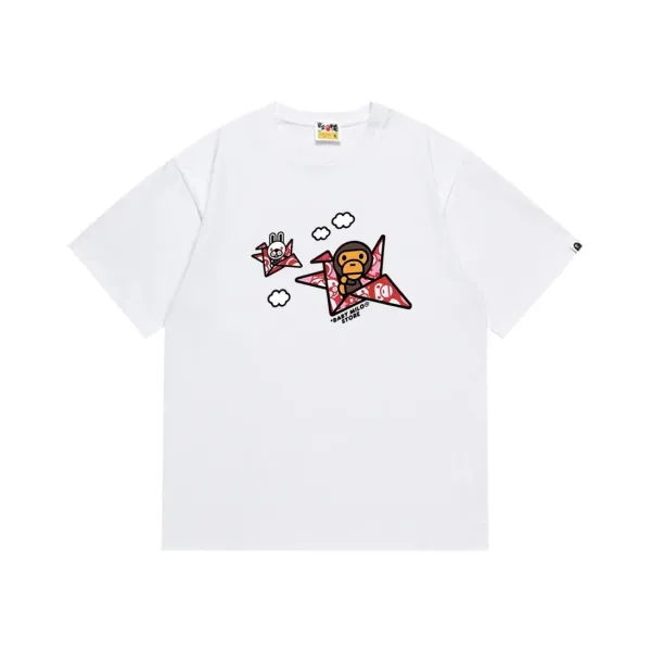 A Bathing Ape Plaid猿人头印花 Black T-Shirt - 11