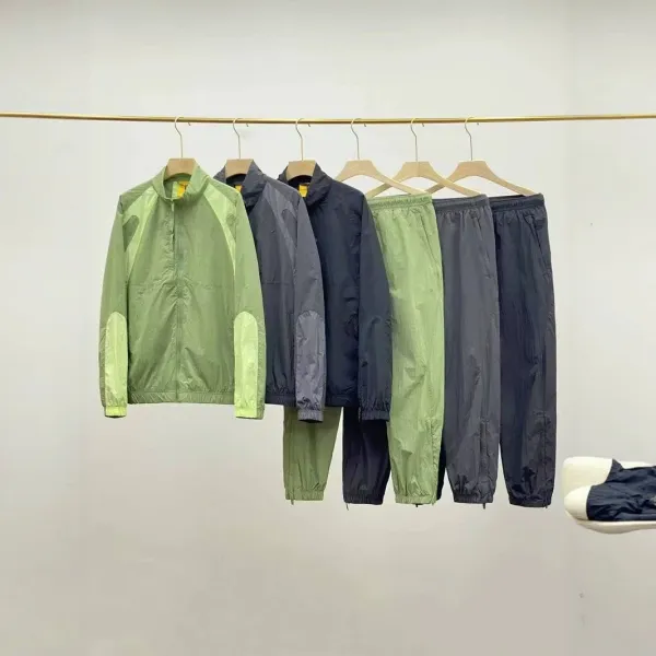 Design Windbreaker and Jogger Set Olive Green with Lime Accents Tracksuit - 8