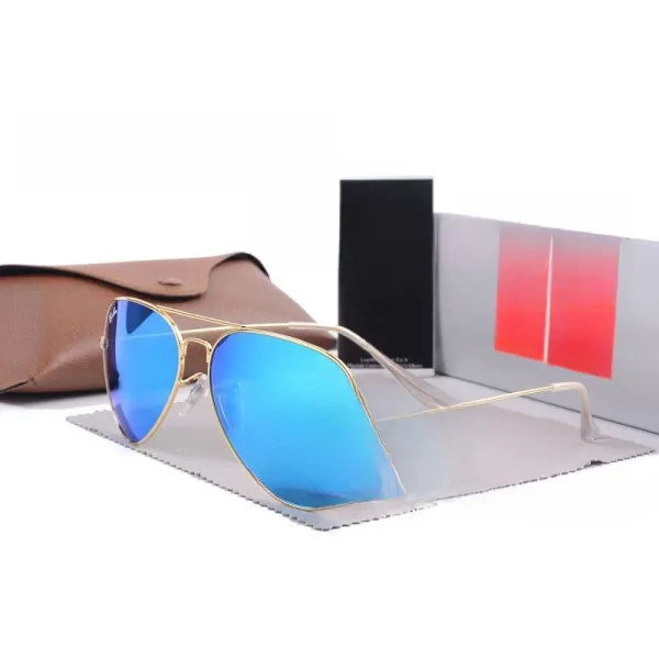 Ray-Ban Aviator Blue Mirror Gold Frame Sunglasses - 1