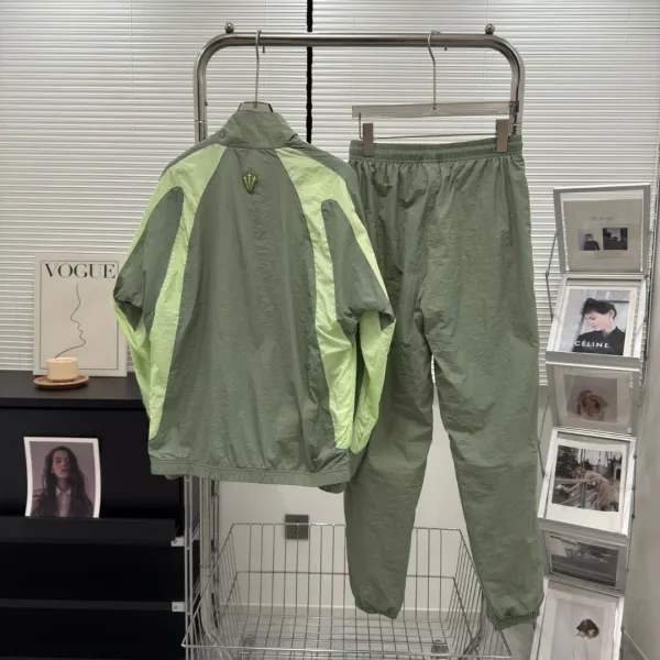 Design Windbreaker and Jogger Set Olive Green with Lime Accents Tracksuit - 1