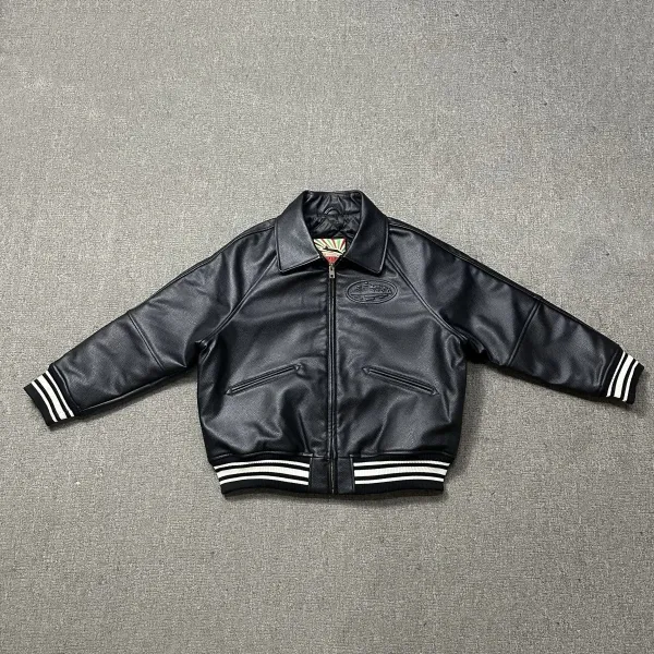 Supreme Leather Varsity Jacket Black - 1