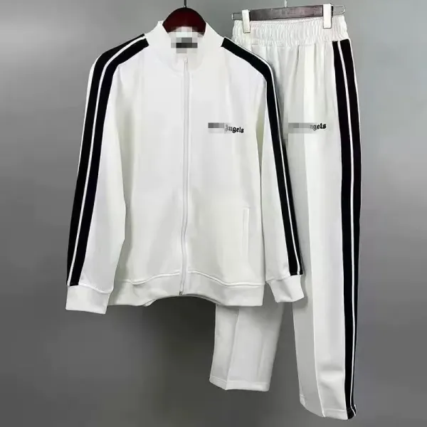 Design Track Suit Beige with White and Black Stripes Tracksuit - 6