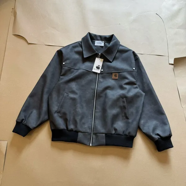 Carhartt WIP Detroit Jacket Charcoal Gray Leather-Jacket - 1