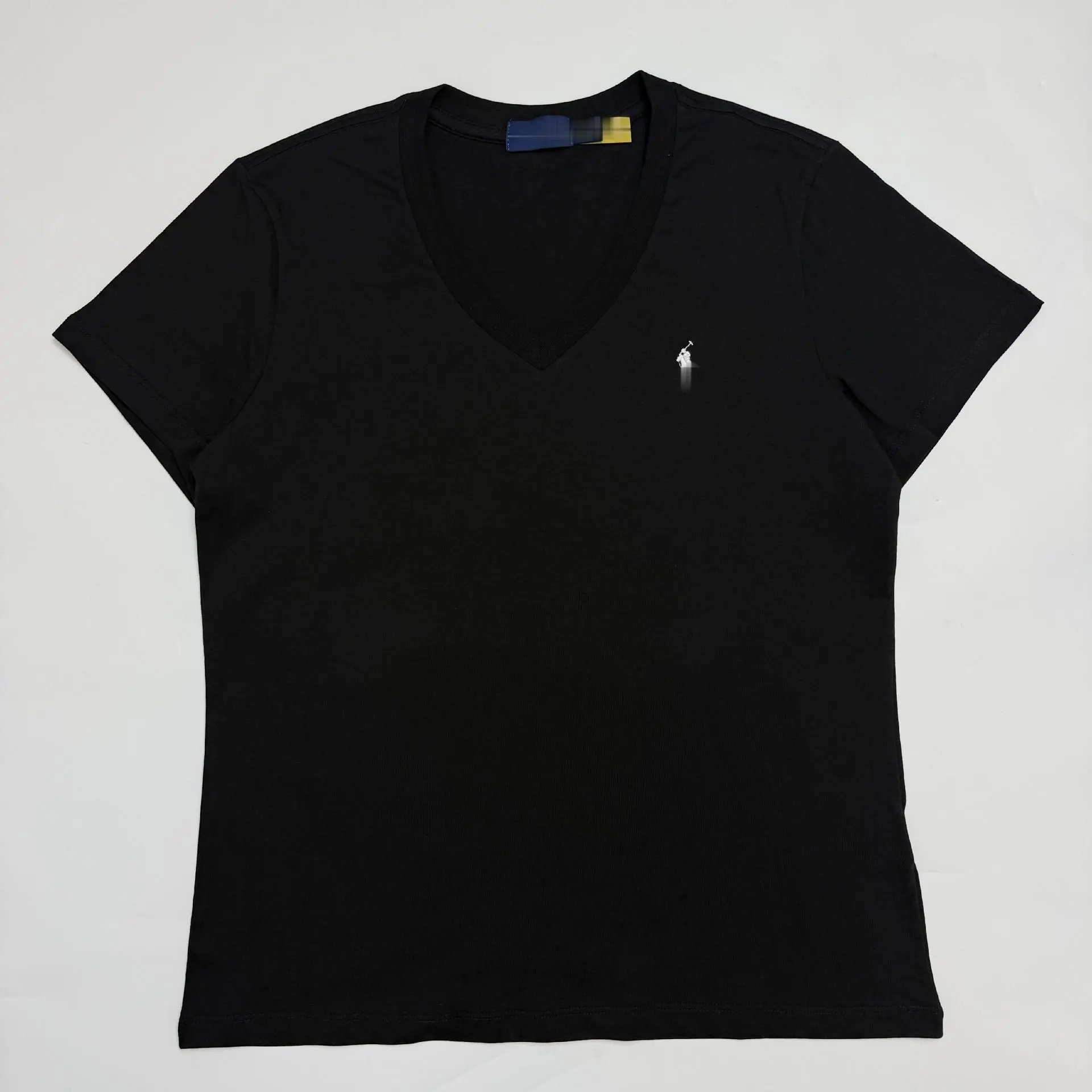 Classic Logo Chest Cotton T-Shirt Women V-Neck Short Sleeve photo 2